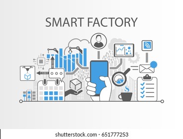 Smart factory or industrial internet of things background vector illustration svg