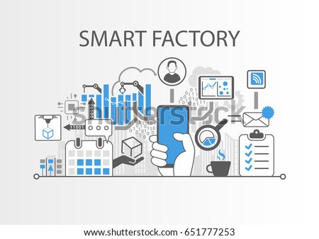 Smart factory or industrial internet of things background vector illustration