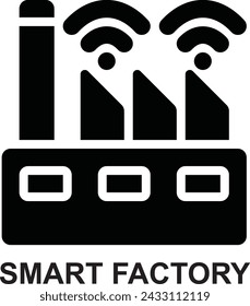 fábrica inteligente, industria inteligente, industria digital, internet de las cosas, fabricación, digitalización conjunto de iconos de estilo de glifo sólido o paquete de iconos con licencia básica para la impresión de presentaciones de aplicaciones móviles web