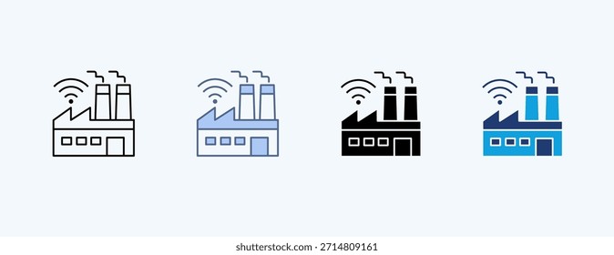 Vector de ilustración de icono múltiple de fábrica inteligente