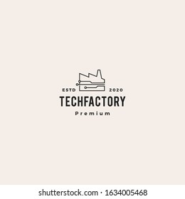 Smart Factory Tech Logo Vector Icon Illustration Hipster Vintage Retro