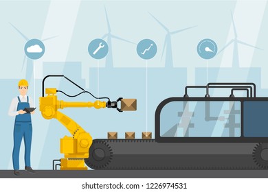 Smart factory. Vector illustration.