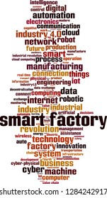 Smart factory word cloud concept. Vector illustration