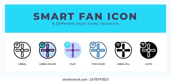 Smart fan icon set with different styles. Vector illustration.