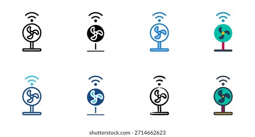 Los iconos inteligentes del ventilador establecen la colección de Vector de estilo múltiple. 

