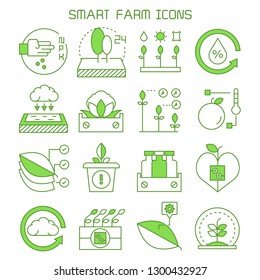 smart farm and agriculture icons vector set green theme
