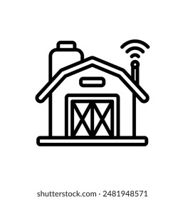 Smart Farm Barn Outline Icon Vector Illustration