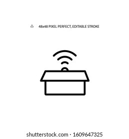 Smart farm black line icon vector illustration 