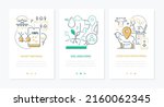 Smart farm and cattle breeding - line design style banners set with place for text. Remote seedling growth control, quadcopter watering, soil analysis, sheep, cow, animals and livestock idea