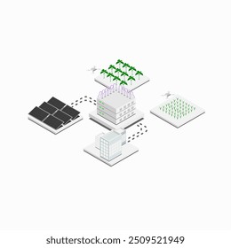 fazenda inteligente controlada com inteligência artificial alimentada por supercomputador usando energia verde do painel solar