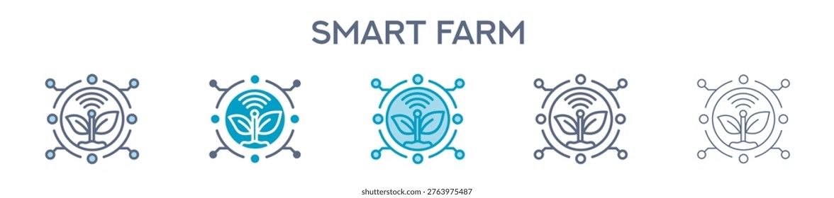 Smart Farm Element For Design Graphic - Multi Styles. Vector Illustration Of Two Colored And Black. Multiple Icons Designs Can Be Used For Mobile, Ui, Web