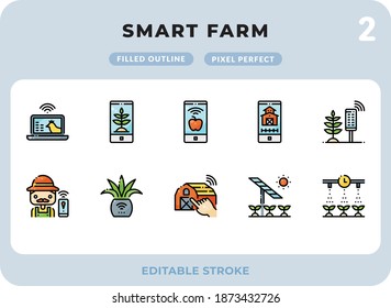 Smart Farm Filled Icons Pack for UI. Editable Stroke. Pixel perfect thin line vector icon set for web design and website application.
