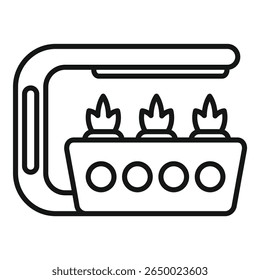 Smart farm hydroponic system with a led lamp growing plants icon outline vector