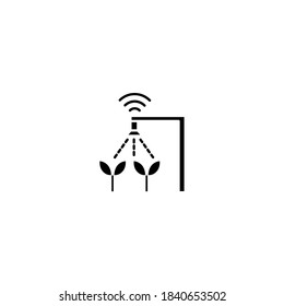 Icono de granja inteligente. Icono de Internet de las cosas. Sencillo, plano, negro, glifo.