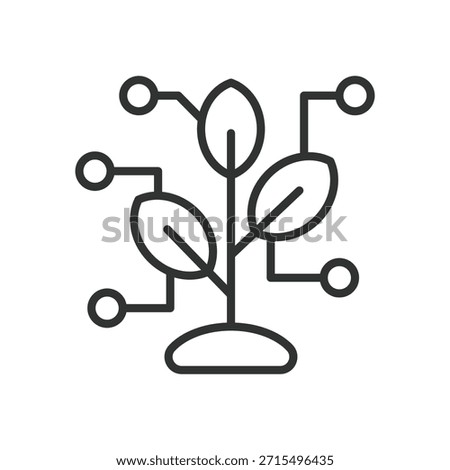 Smart farm icon in line design. agrotech, digital agriculture, smart farming technology on white background vector. Smart farm editable stroke icon