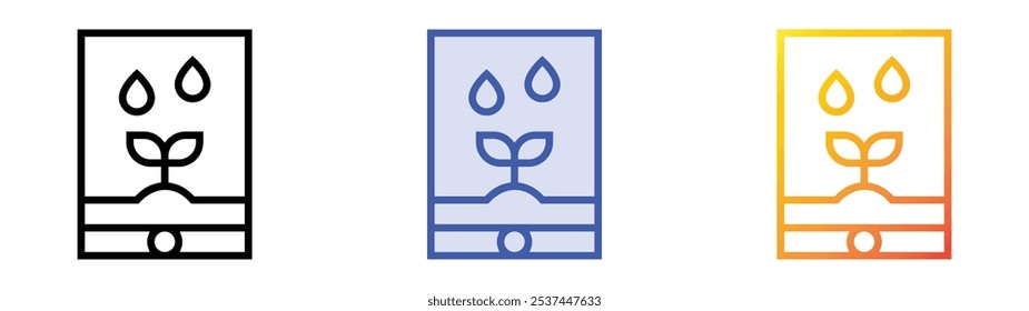 icono de granja inteligente. Lineal, relleno azul y diseño de estilo degradado aislado sobre fondo blanco