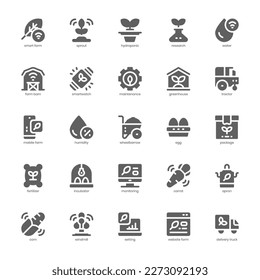 Smart Farm icon pack for your website design, logo, app, and user interface. Smart Farm icon glyph design. Vector graphics illustration and editable stroke.