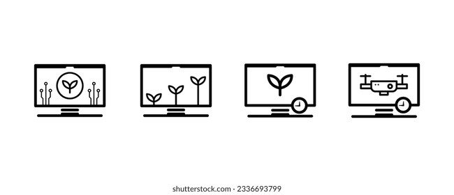 smart farm icon set with modern technology