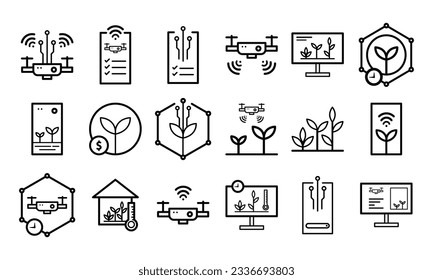 smart farm icon set with modern technology