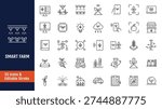 Smart farm icon set. Outline icon with Editable stroke. Vector illustration