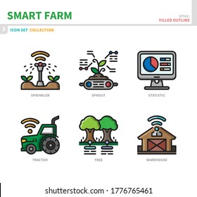 smart farm icon set,filled outline style,vector and illustration