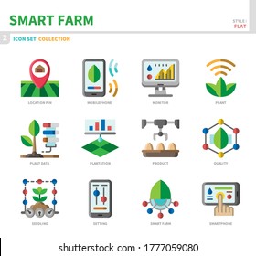 smart farm icon set,flat style,vector and illustration