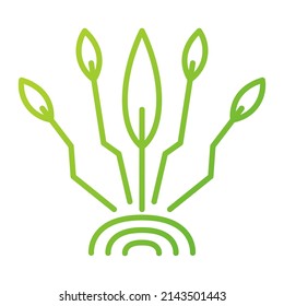 Smart farm icon.Agricultural technology.Farm logo.Eco tech emblem.Isolated on white background.Line art vector illustration.