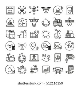 smart farm icons, smart agriculture icons, bold line