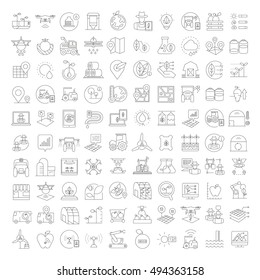 smart farm icons set, automated farming and agriculture icons