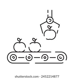 Smart farm line icon, smart farming and agriculture icon or sign, vector