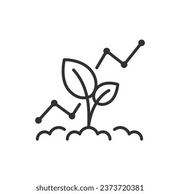 Smart farm, linear icon. Technological monitoring of plant growth. Line with editable stroke