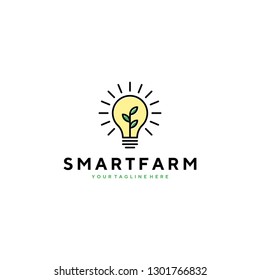 Smart farm logo with bulb colored