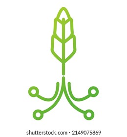 The smart farm logo.Eco tech template.Leaf garden plant innovation technologies.Green technology.Smart agriculture. Isolated on white background. Outline vector illustration.