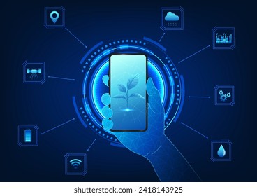 Smart Farm, un teléfono móvil que controla las operaciones agrícolas Medir el crecimiento de la producción, el cuidado de los cultivos, la temperatura y el control del transporte marítimo. Incorporar la tecnología a la agricultura