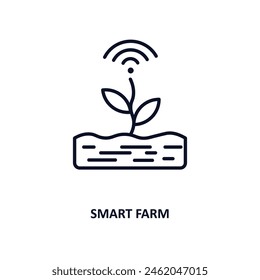 Symbol für intelligente Farmgliederung. Dünne Linie Ikone aus der Landwirtschaft und Gartenbau-Kollektion. Bearbeitbare Vektorgrafik auf weißem Hintergrund