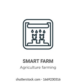 Smart farm outline vector icon. Thin line black smart farm icon, flat vector simple element illustration from editable agriculture farming and gardening concept isolated stroke on white background
