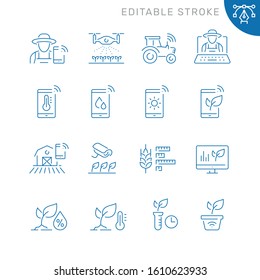 Smart farm related icons. Editable stroke. Thin vector icon set