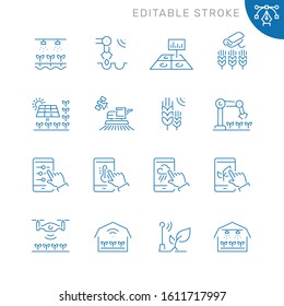 Smart farm related icons. Editable stroke. Thin vector icon set