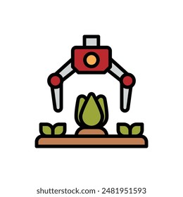 Smart Farm Robotic Icon Vector Illustration