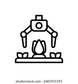 Smart Farm Robotic Outline Icon Vector Illustration