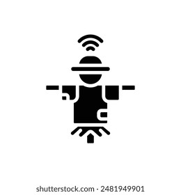Smart Farm Scarecrow Filled Icon Vector Illustration