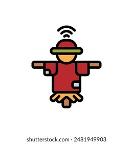 Smart Farm Scarecrow Icon Vector Illustration
