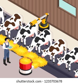 Smart Farm Set With Technology Symbols Isometric Isolated Vector Illustration