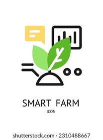 Smart Farm Sign Thin Line Icon Emblem Concept and Agriculture Industry Automation. Vector illustration of Agronomy Innovation