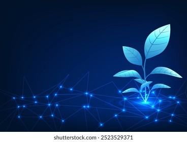 Plantas de tecnologia Smart Farm com conexões de rede inteligentes demonstram a condutividade dos dados da agricultura ecológica. A tecnologia verde é desenvolvida para reduzir o impacto prejudicial no meio ambiente.