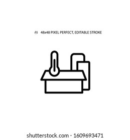Smart farm and temperature control black line icon vector illustration. Editable stroke.