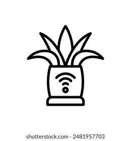 Smart Farm Vase Outline Icon Vector Illustration