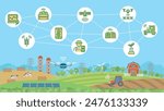 Smart farm vector illustration. technology agriculture.