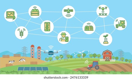 Smart farm vector illustration. technology agriculture.