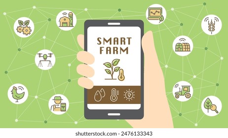 Smart farm vector illustration. technology agriculture.